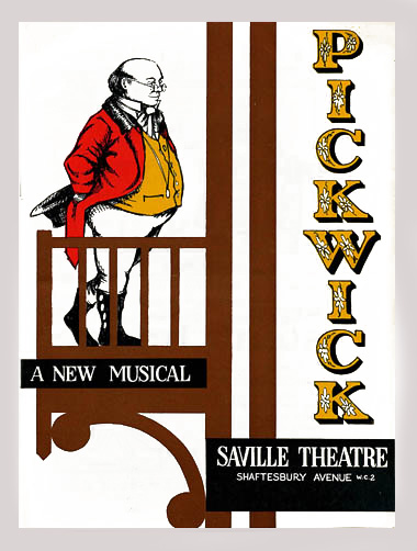 Pickwick theatre poster - Saville Theatre starring Harry Secombe, Anton Rogers, Dilys Watling, Brendan Barry
