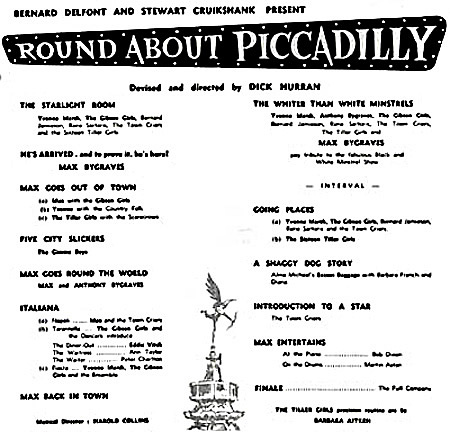 Round About Piccadilly programme - starring Max Bygraves