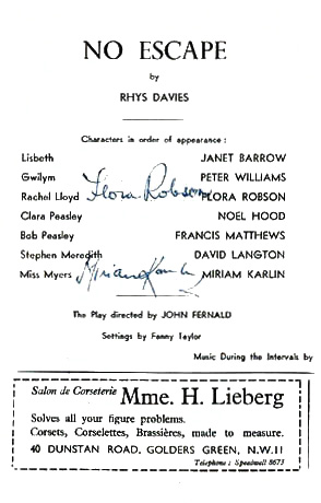 No Escape cast list - starring Flora Robson, Miriam Karlin, Francis Matthews, David Langton